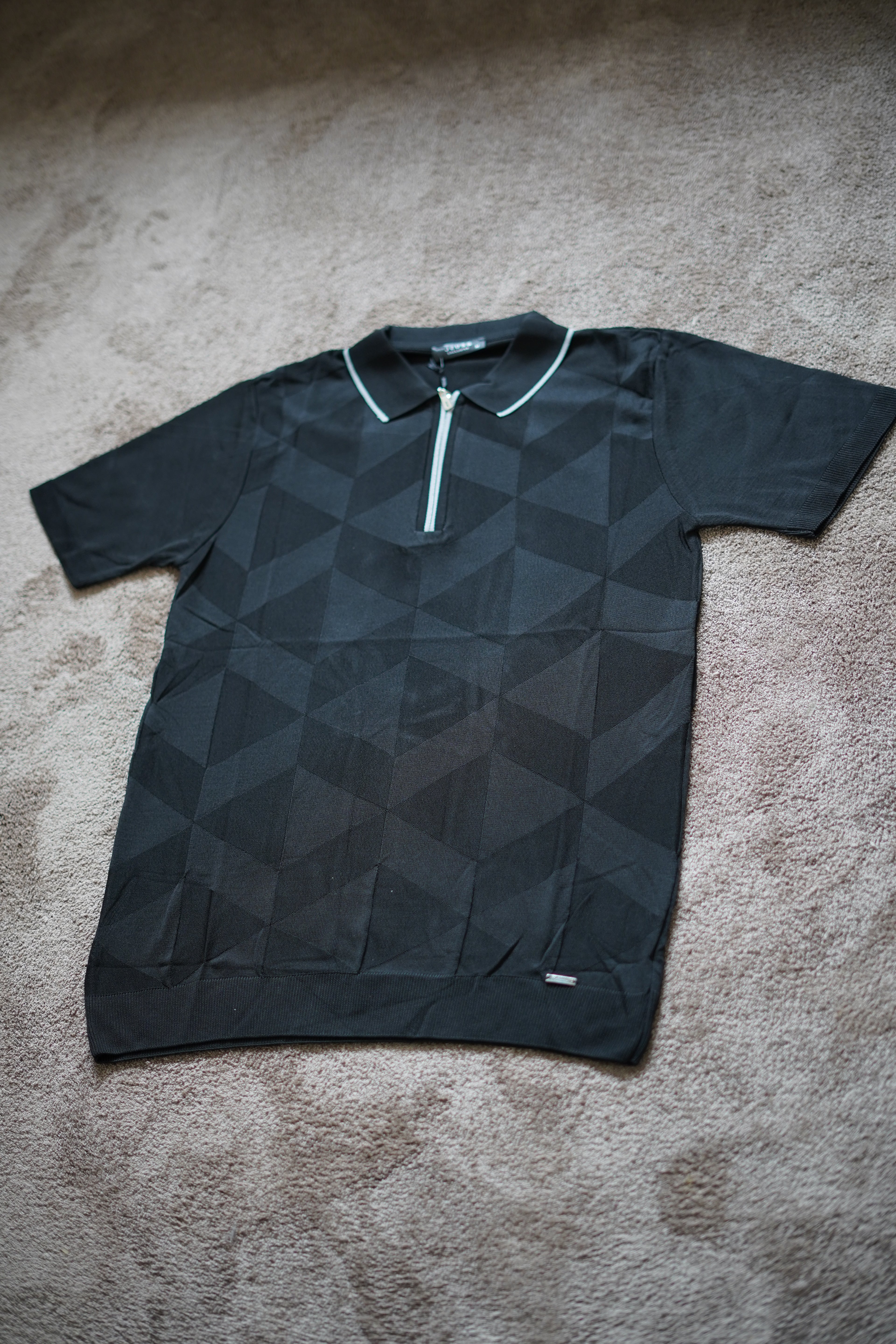 Polo Signature Géométrique à Col Zippé n4